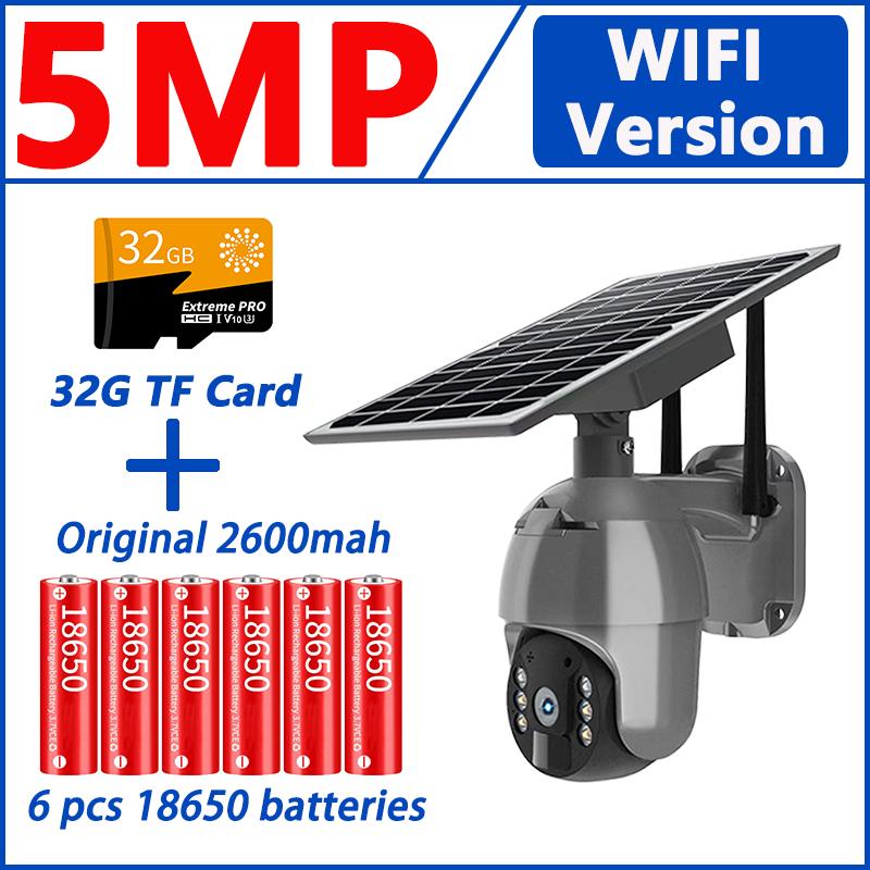 4G SIM-карта WIFI Солнечная батарея PTZ 3MP/5MP Уличная водонепроницаемая PIR-сигнализация Обнаружение движения P2P CCTV камера