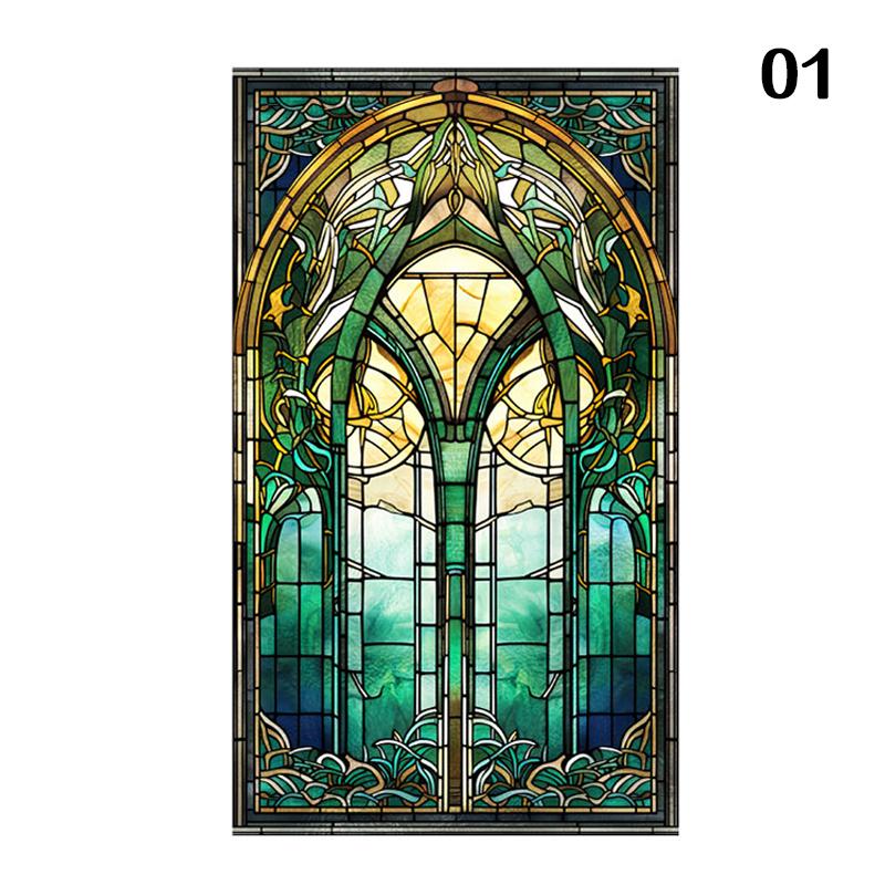 Ретро Арт-стекло Пленка Европейский стиль Витраж Церковное искусство Приватность Окна Наклейки Непрозрачный Отель Клуб Веранда Окно Декор Пленка
