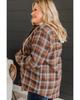 Azura Exchange Brown Plus Size Plaid Contrast Button Up Hooded Jacket