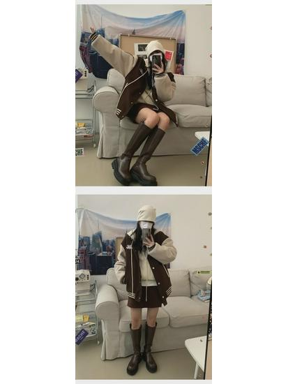 Женская зимняя модная корейская бейсбольная куртка из бархата с вышивкой