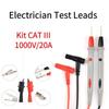 1000V 20A Multimeter Test Leads Probes Banana Plug, 24K Gold Digital Multimeter Probes Electrical Test Probe for most Multimeter