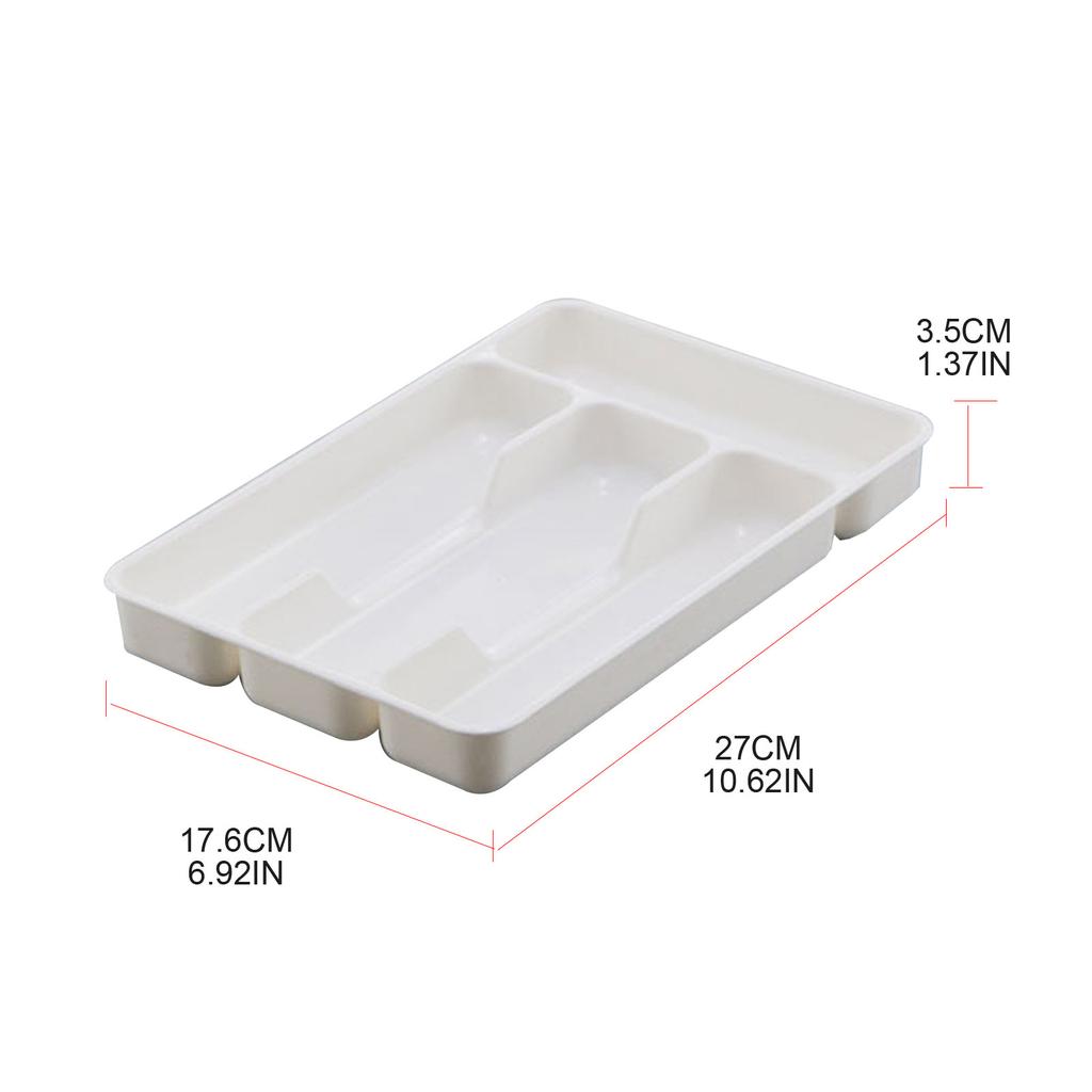 4 Compartments Cutlery Tray Kitchen Drawer Organizer Spoon Knife Fork Separation Plastic Storage Box Tableware Tray