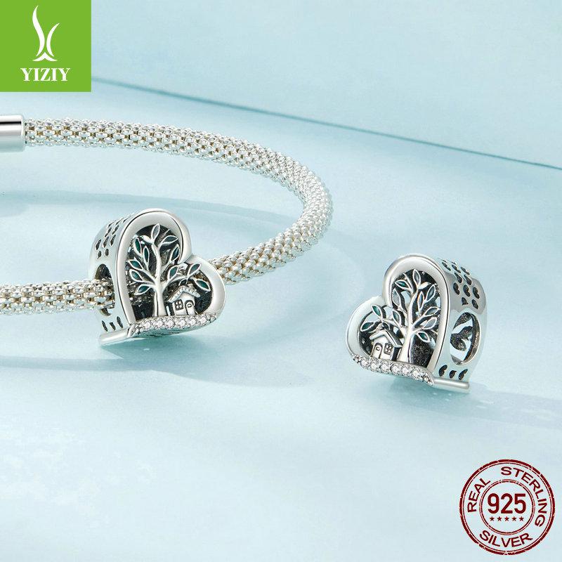 Инь Цзыюнь Сердцевидный Стерлинговое серебро 925 пробы Семейное дерево DIY Браслет Бусины