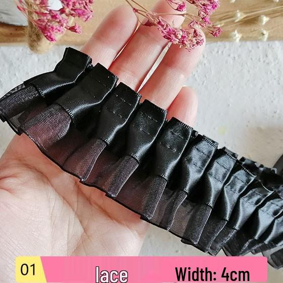 Черная кружевная органза для самостоятельного изготовления одежды и аксессуаров - украшение горловины и подола юбки