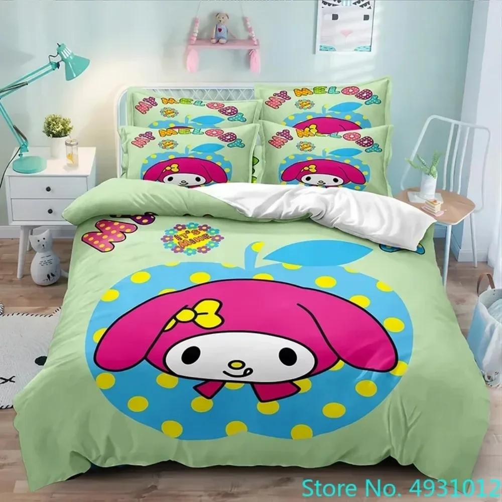 Мультяшный Аниме Sanrio Cinnamoroll Melody Комплект Постельного Белья Каваи Наволочка Пододеяльник Подушка Детский Девочки Односпальный Двуспальный King Size