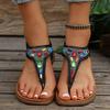 Fashion Beaded Decor Bohemian Flat Sandals for Women Summer 2025 Elastic Band Clip Toe Rome Sandals Woman Soft Sole Non Slip Beach Shoes