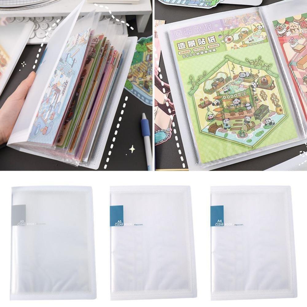 20/40 Pages Landscape Sticker Storage Book Transparent A5 File Folder  Students