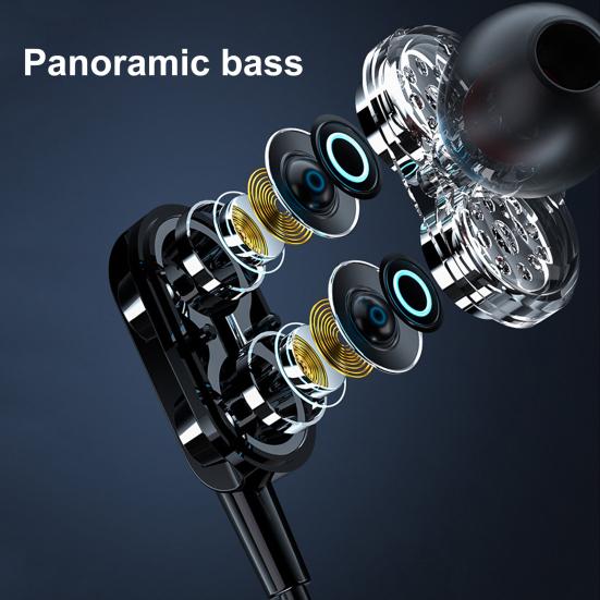 Проводные наушники-вкладыши C52 с шумоподавлением, внутриканальные, с проводным управлением, металлические, с двойным подвижным излучателем, восьмиядерные