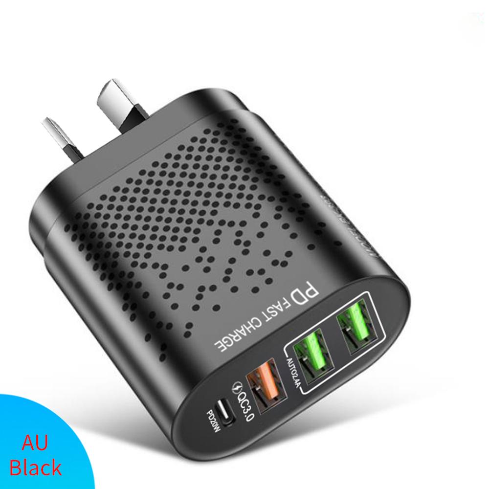 PD+QC3. 0 Зарядное устройство для телефона USB C 4 порта Быстрая зарядка PD 20 Вт Адаптер питания для iPhone Xiaomi Samsung Австралийская/корейская вилка