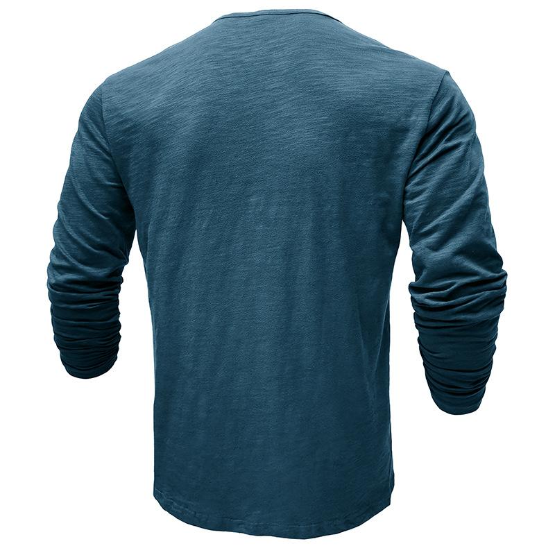 Mens 100 Cotton Slub Long Sleeve Henley Casual T Shirt