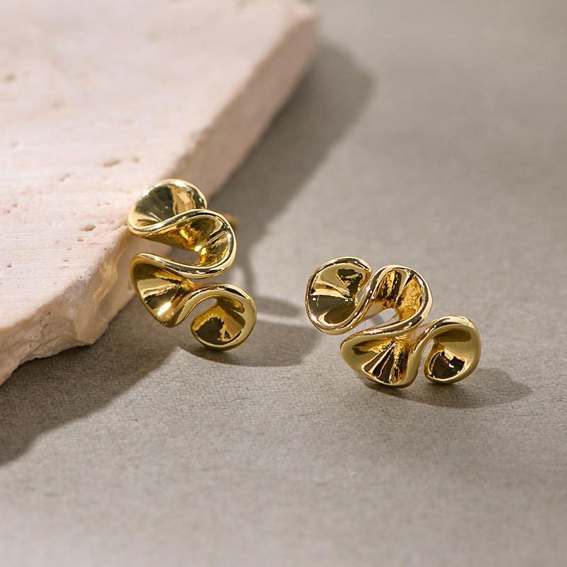 Матовые серебристые геометрические каффы для ушей в виде цветов с гофрированным краем - Не требуют пирсинга