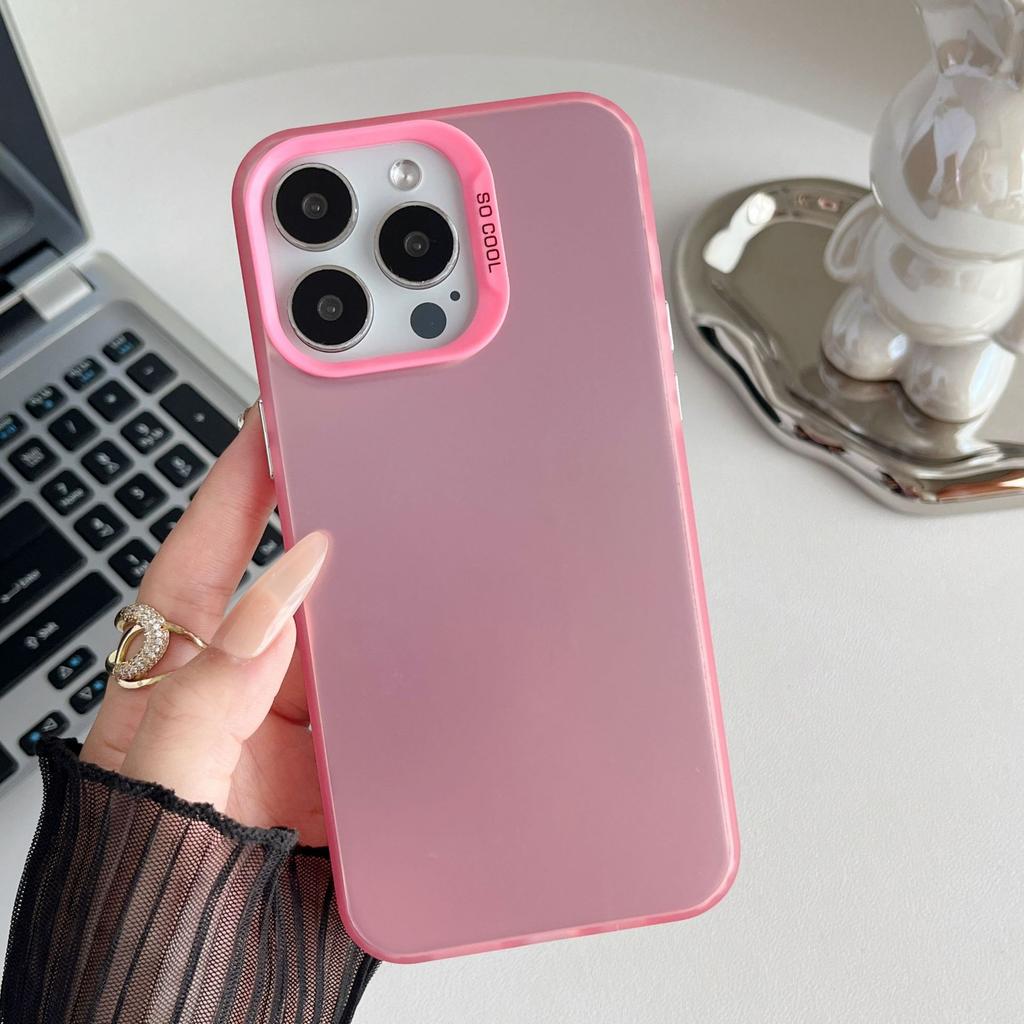 For Apple 15promax Skin Protection Case for IPhone 14 Laser IMD Solid Color Material Color Silver Phone Case