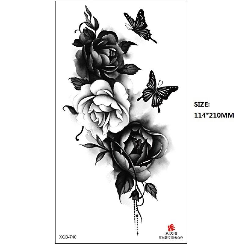 Набор наклеек для татуировки «Бабочка Роза Цветок» из серии «Эмми Блэк» на водную бумагу