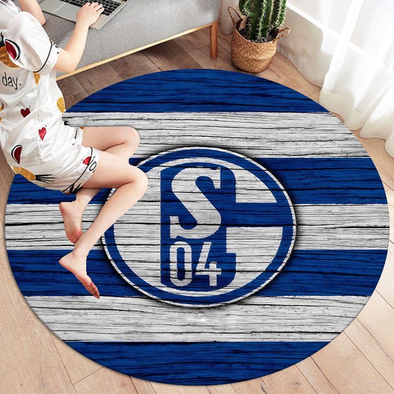 FC Schalke 04 Round Area Rug,Carpet Rug for Living Room Bedroom Sofa Playroom Decor,Non-slip Floor Mat