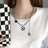 Персонализированное ожерелье с шахматным узором Женская двухслойная цепочка на шею Цепочка на свитер Цепочка на ключицу Ожерелье на свитер