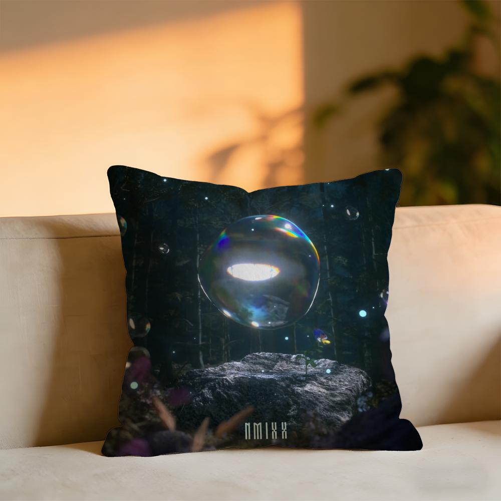 Korea Nmixx Girls Group Album Cushion Cover Cozy Velvet Throw PillowSoft Warm Cushion For Sofa Bed