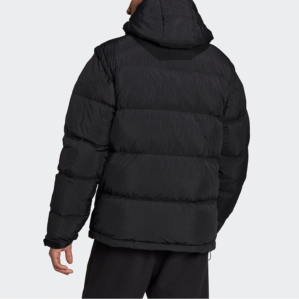 Adidas Куртка Originals Optimus со съемными рукавами и пуховым пальто с капюшоном Мужская верхняя одежда черного цвета H13574