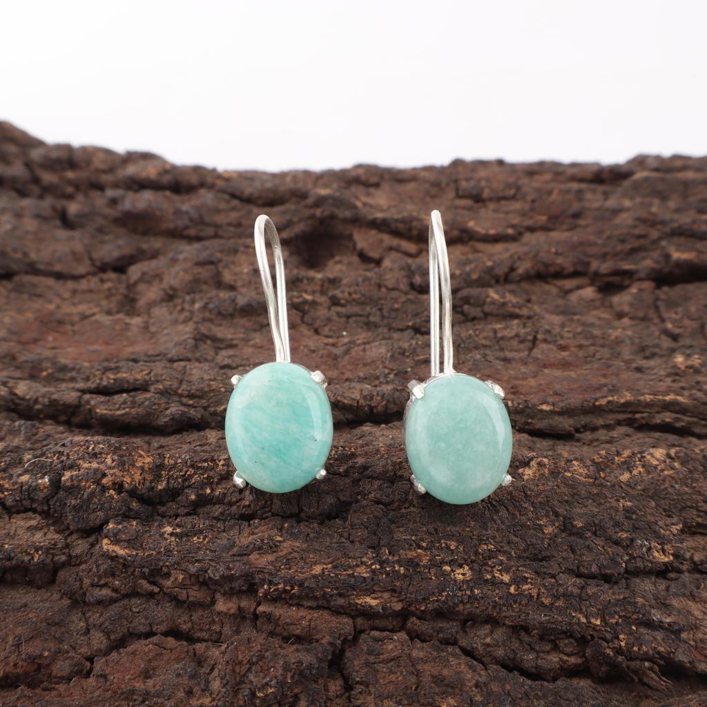Серьги из амазонита из серебра 925 пробы, серьги с драгоценными камнями высшего качества, очаровательные украшения ручной работы, для подарка на годовщину