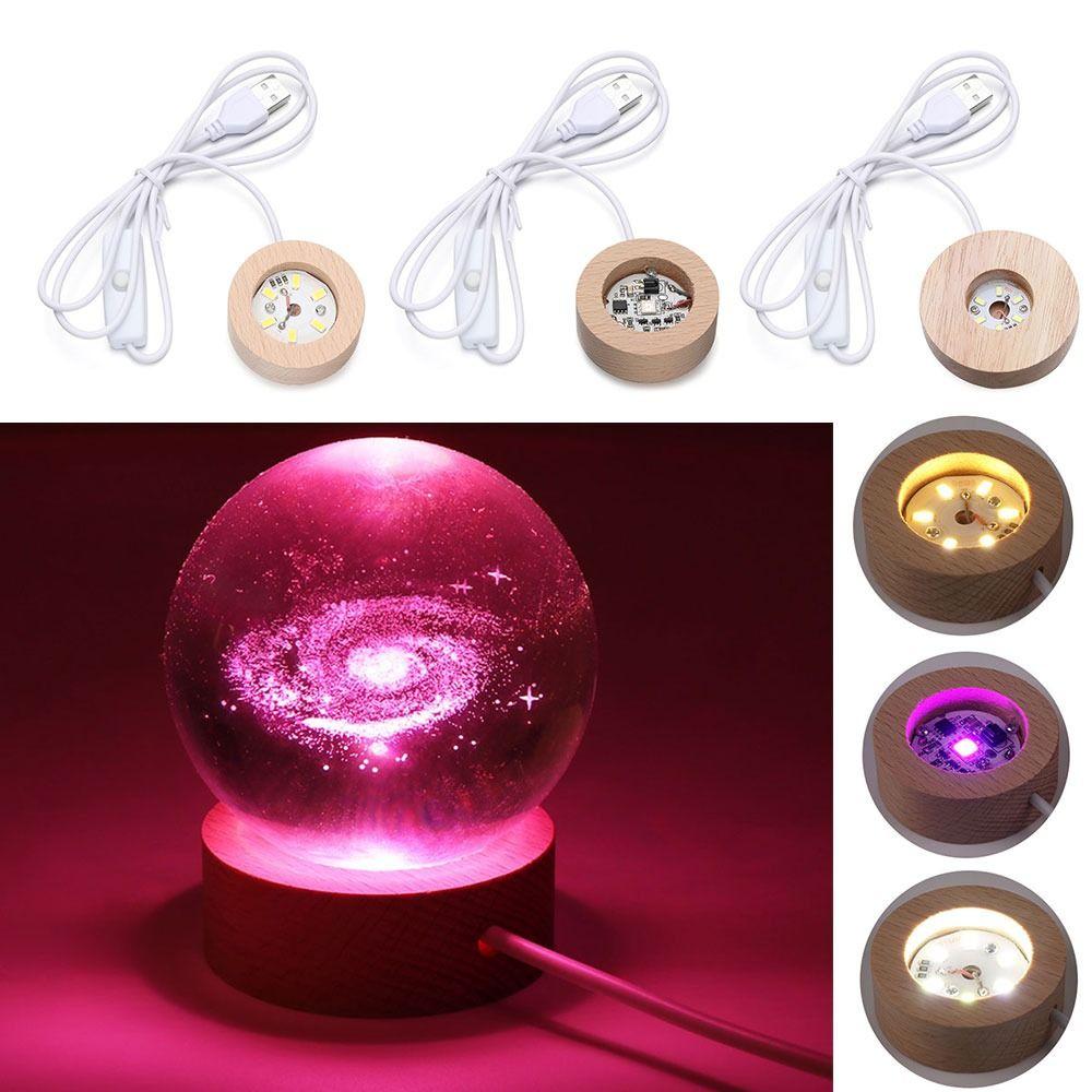 Art with Remote Control Crystal Ball Holder LED Light Dispaly Base Night Lamp Base Home Decoration