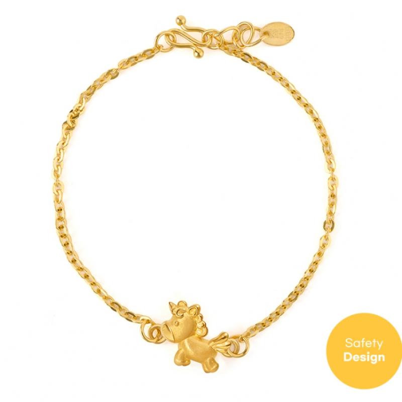 Porti 24k Solid Gold Horse Year Unicorn Chain Bracelet 1.875g