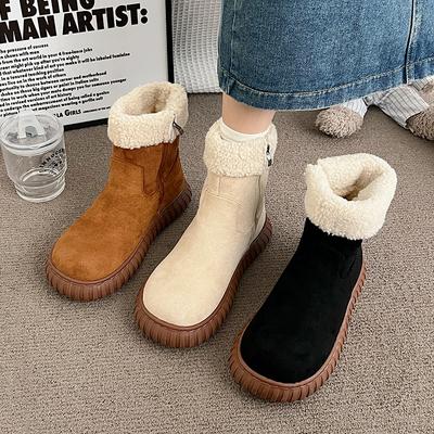 Женские зимние теплые меховые ботинки большого размера на мягкой подошве, утепленные подкладкой, ботильоны до щиколотки, нескользящие, для пеших прогулок, повседневные, спортивные, хлопковые ботинки