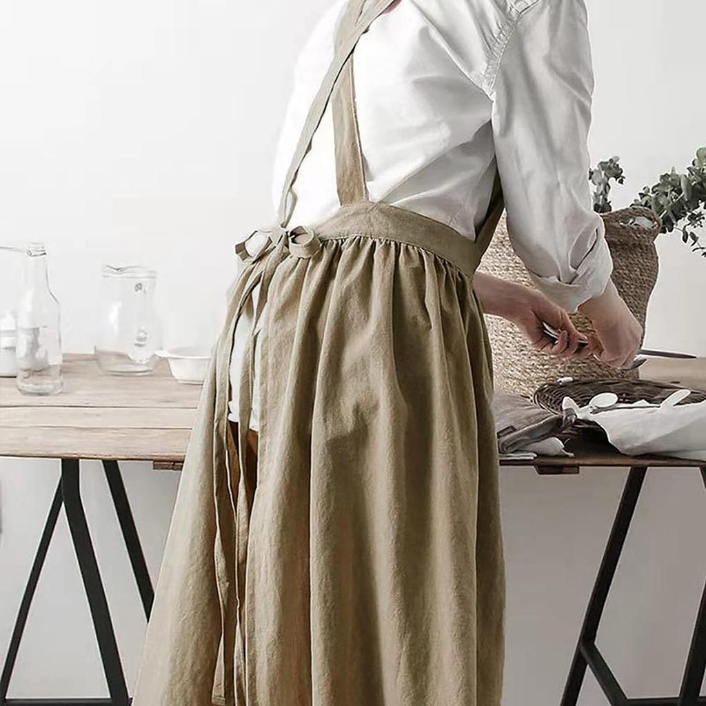 Soft Cotton Kitchen Cooking Apron With Cross Back For Cooking Catering Work Commercial Restaurant The Size Can Be Customized