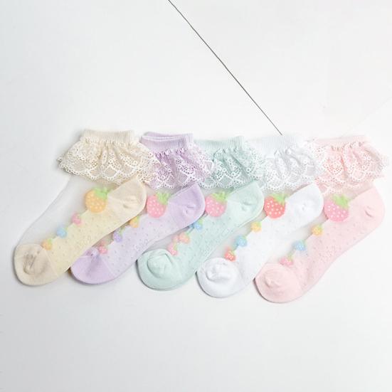 5 Pairs Baby Socks Super Soft Wear Resistant Cotton Infant Lace Socks Turn Cuff Ruffle Princess Socks