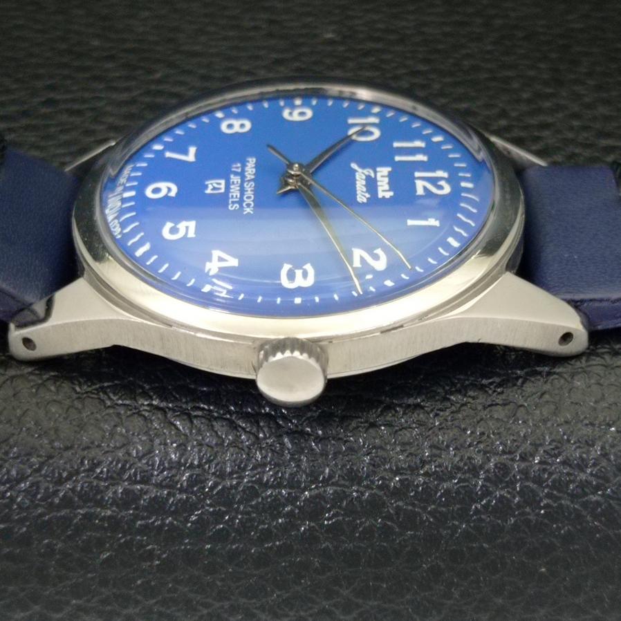 USED HMT JANATA AUTHENTIC INDIAN MENS HAND-WINDING BLUE DIAL WATCH A430060-2 R101-a430060