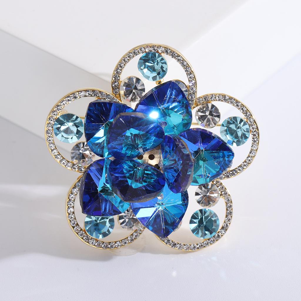 High-End Fashion Diamond-Encrusted Flower Brooch Temperament Versatile Suit Pin Brooch
