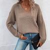Autumn and Winter Women's Sweater Explosion Fashion Long Sleeve Solid Color V-neck Sweater