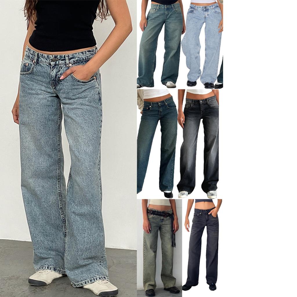 Baggy Jeans for Women Trendy Low Rise Casual Straight Leg Boyfriend Jeans Denim Pants with Pocket Streetwear