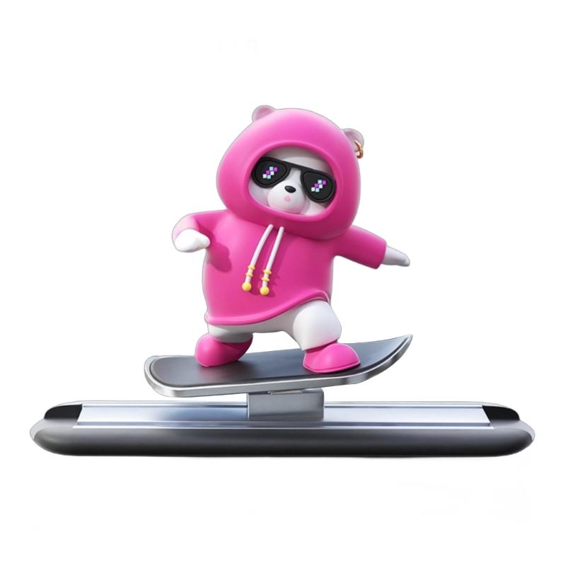 Car Interior Decorations Cute Dashboard Ornament Cartoon Skateboarding Bear Decor Car Interior Accessory Gift for Friend