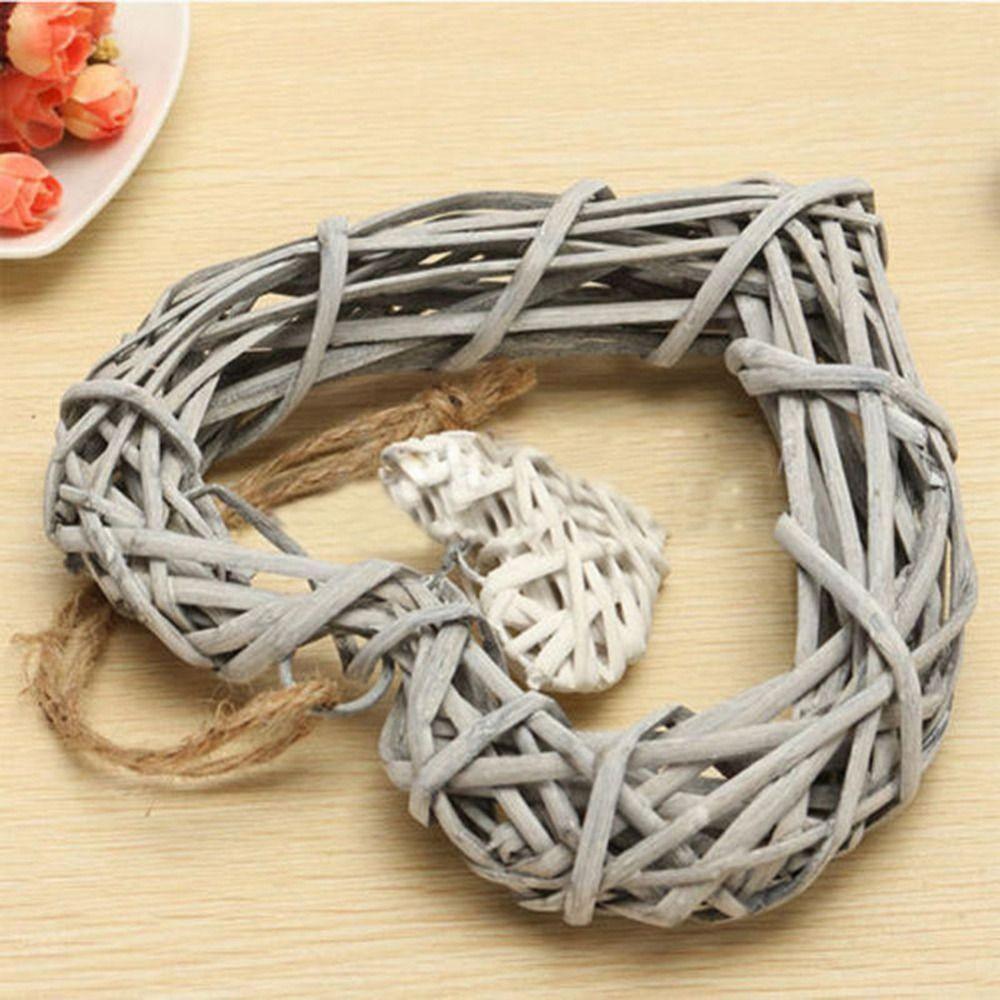 DIY Heart-shaped Pendants Wall Hanging Artificial Woven Wreaths  Wedding