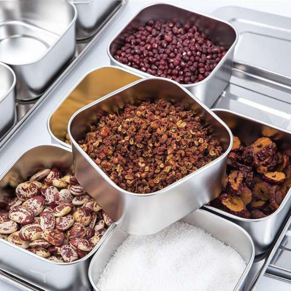 6/8 Grid Seasoning Storage Box Stainless Steel Dessert Ingredient Box Food Preparation Box  Hot Pot