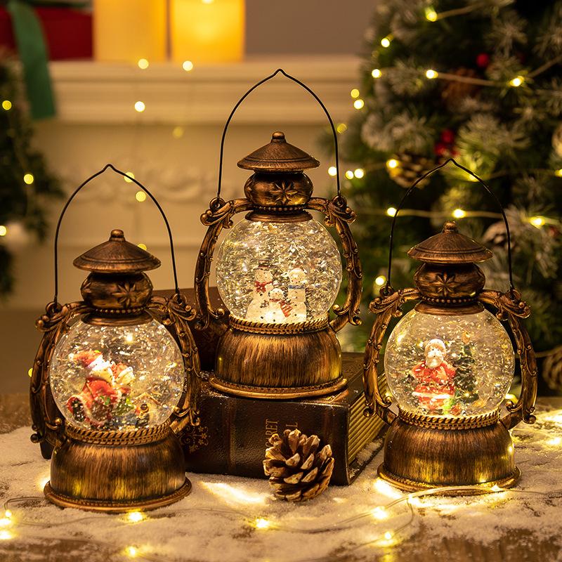 Christmas Snow Globe Lantern Music Box Collection With Light Decorative Night Lamp For Home Desktop Decoration Christmas Present