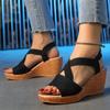 Lucyever Slip On Wedge Sandals for Women 2024 Elastic Strap High Heel Sandles Woman Thick Sole Summer Gladiator Sandalias Mujer