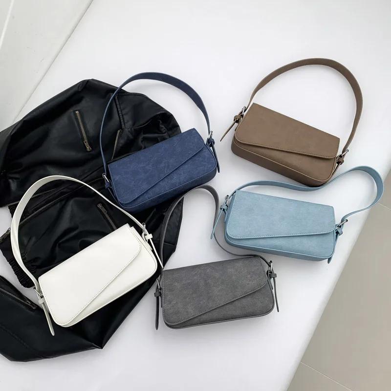 Сумка через плечо из ПУ с цельным клапаном для женщин, сшитая строчка, на пуговицах, на все случаи жизни, модные сумки