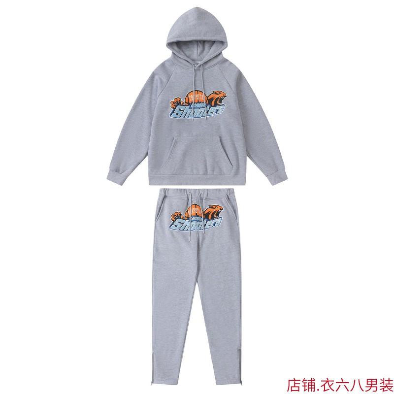 Unisex Hooded Sweatshirt Set With Embroidered Eagle Design Loose Fit Hip Hop Streetwear Men Women Winter