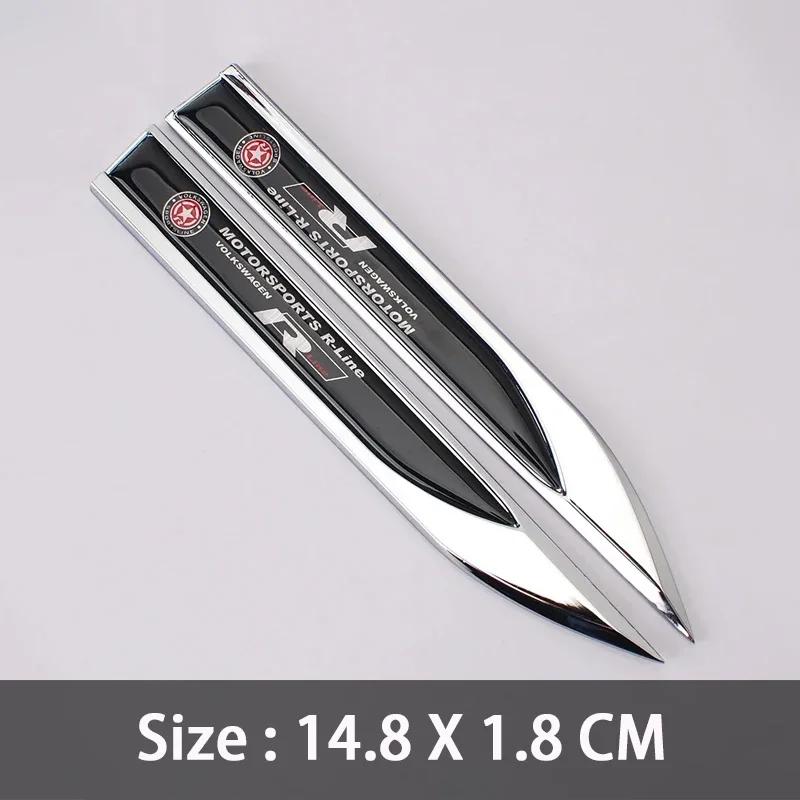 RSQ1 VW 2026 Hot 2pcs Metal 3D R line Logo Rline Car Fender Side Wing Emblem Badge Sticker For VW Golf 6 5 7 8 MK7 MK6 Tiguan Polo Sa