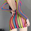 Sexy Lingerie For Women Lace Stockings Floral Fishnet Bodysuits Seamless Fishnet Chemise Rainbow Nightwear Mesh Hole Dress