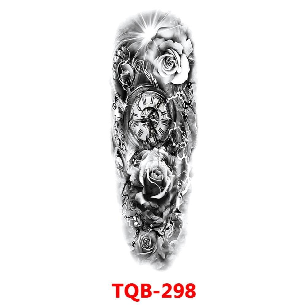Full Arm Fake Tattoo Sleeve Men and Women Temporary Tattoo Sticker Lion Werewolf Cross Big Arm Tattoo Waterproof