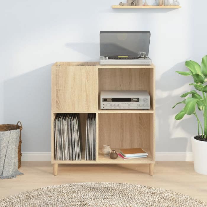 VidaXL Record Cabinet, Side Cabinet with Storage, Furniture for Turntable, Living Room Buffet, Industrial, Oak 831992