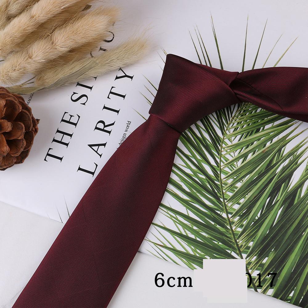 Men's Trend Business Casual Narrow 6cm Polyester Jacquard Tie Solid Color Striped Tie