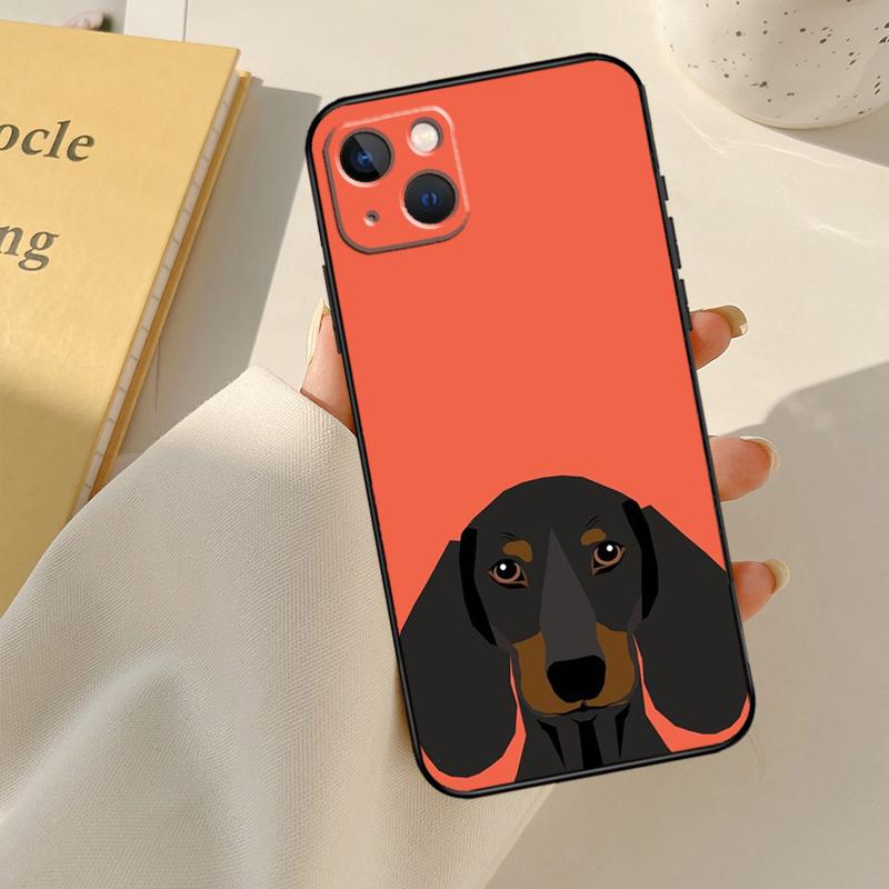 Cartoon Dachshund Sausage Dog Cover For iPhone 13 14 15 16 Pro Max 12 Mini 11 14 15 16 Pro Max Plus X XR XS Max Phone Case