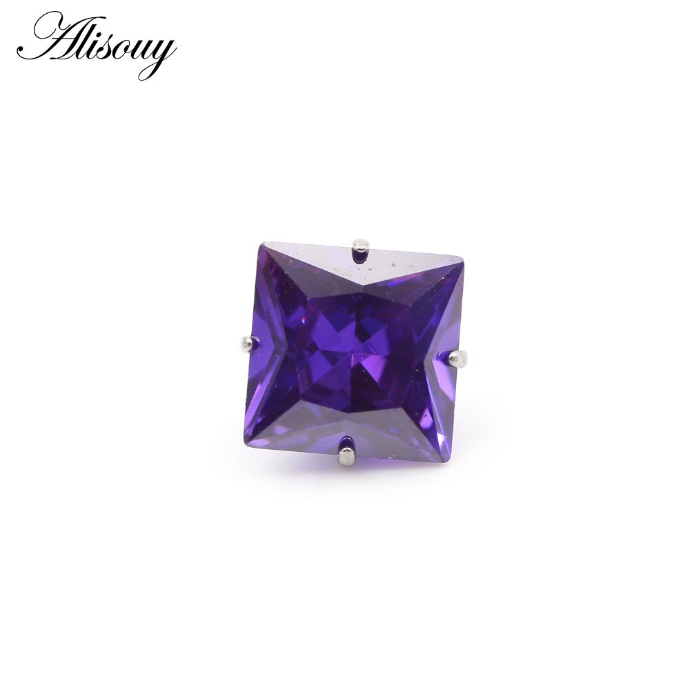 Alisouy 1PC G23 Titanium Externally Thread Square Zircon Lip Labret Rings Ear Stud Earrings Piercing DIY Body Jewelry Accessory