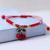 Ins Wind Handwelded Strawberry Cherry Bracelets Smooth Surface Sweet Fruit Pendan Cute Red Rope