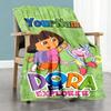 Dora Explorer Customize Text Blanket Gift Personalized Blanket Soft Warm Cozy Throw For Picnics Bed Bedding Office Chair Four Seasons Multipurpose