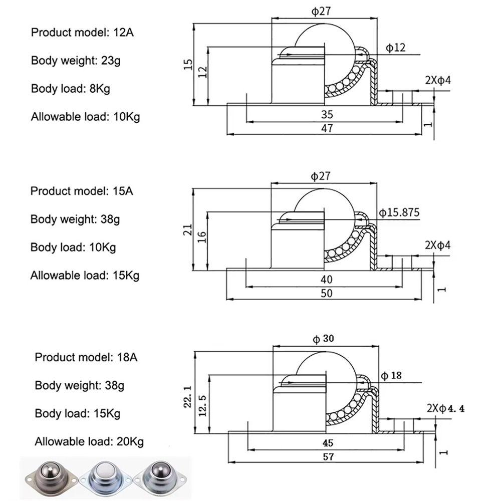 1Pcs CY-15A CY-25A Swivel Ball Caster Wheel 304 Carbon Steel Nickel Plated Universal Ball Caster 360 Degree Swivel