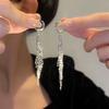Супер вспышка серебряный длинный металлический серьга-гвоздик с бахромой нишевый дизайн серьги модные универсальные серьги