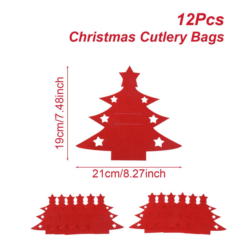 Рождественский фетровый чехол для столовых приборов Веселого Рождества Декор для дома 2025 Navidad Natal Снежинка Кармашки для ножа и вилки Украшение Новый год 2026